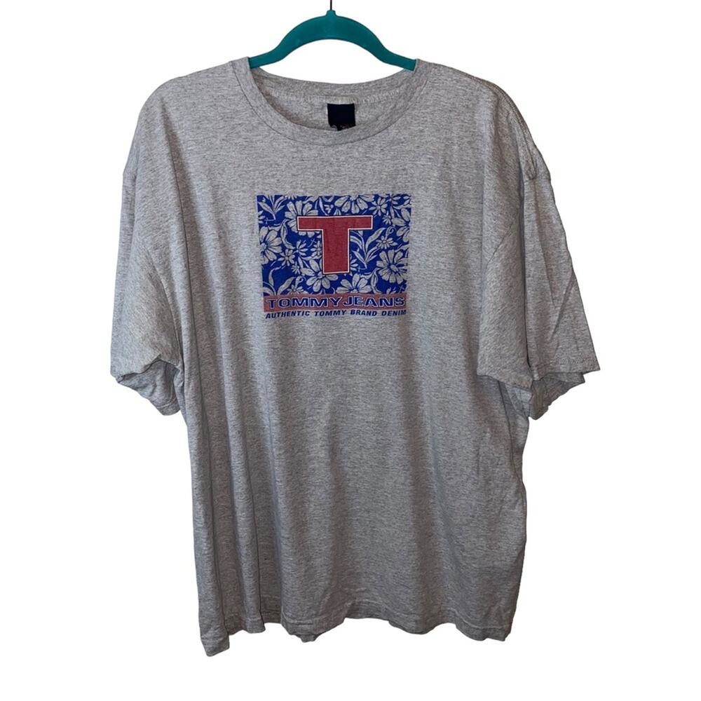 Tommy Jeans Floral Logo Graphic T Shirt Gray XXL